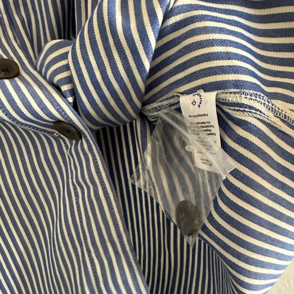 Talbots Stripe Button Front Pleated Skirt Blue White Size 14 NWT New! - Picture 9 of 11